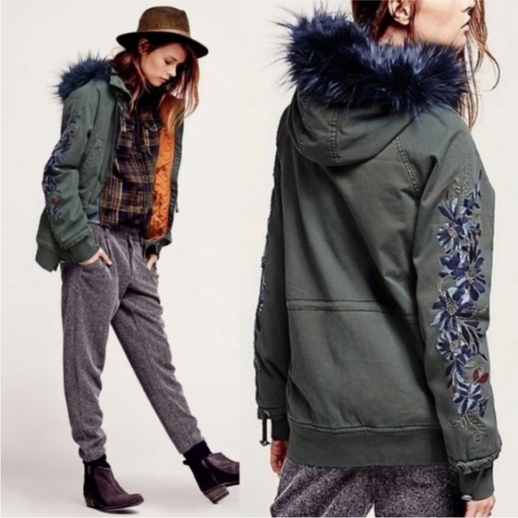 Free People Jackets & Blazers - Free People Follow Me Close Olive Utility Jacket Small Hooded Military Coat